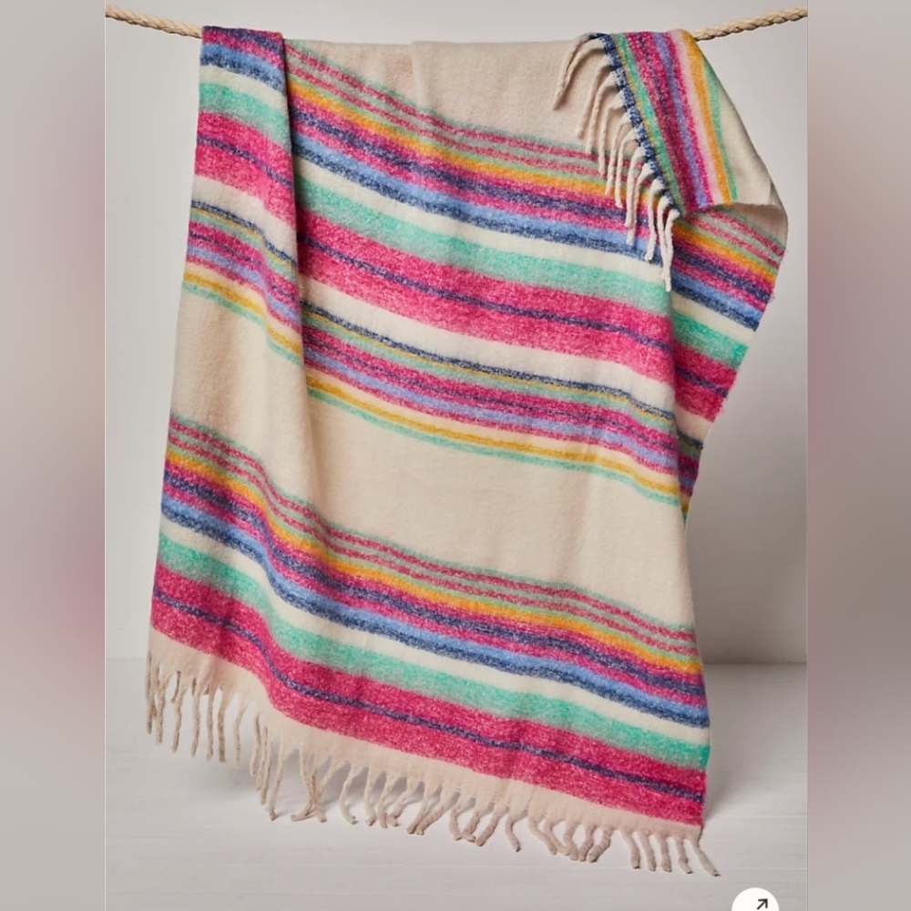 Free People Skye Stripe Fringe Throw Blanket